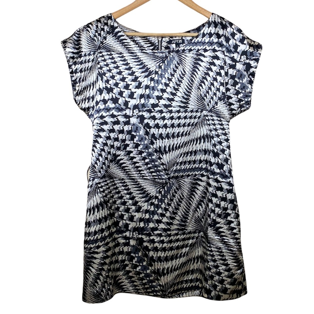 Apt 9 Black and Silver Geometric Print Dress Womens Size Small